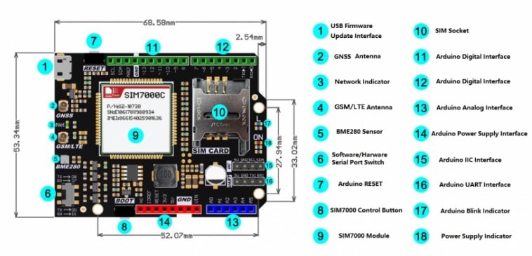 DFRobot SIM7000C Arduino Expansion Shield
